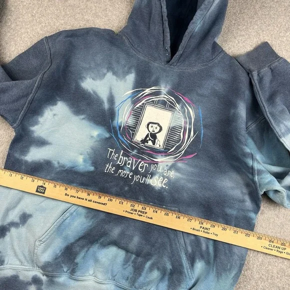 Coraline Hoodie Mens Large Braver Tunnel Blue Tie Dye Laika Hot Topic Kidcore - Picture 4 of 10